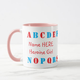 Personalized Name and Blue, Red English Alphabet Mug