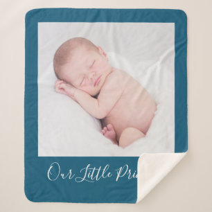 Personalized Name And Custom Photo Blue Sherpa Blanket