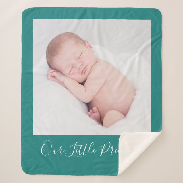 Personalized Name And Custom Photo Green Sherpa Blanket (Front)
