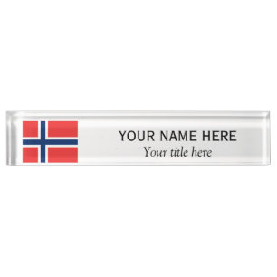 Personalized name and custom title Norwegian flag Nameplate