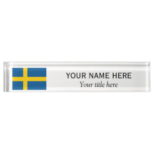 Personalized name and custom title Swedish flag Nameplate