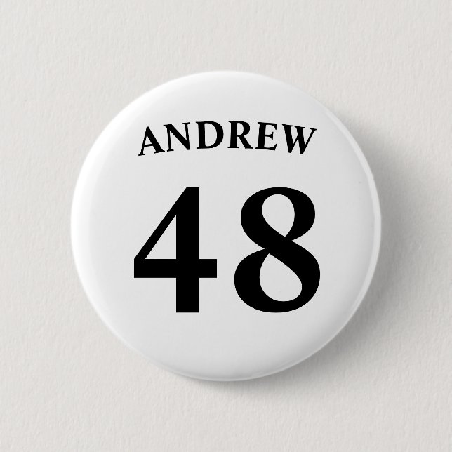 Personalized name and Jersey number  2 Inch Round Button (Front)
