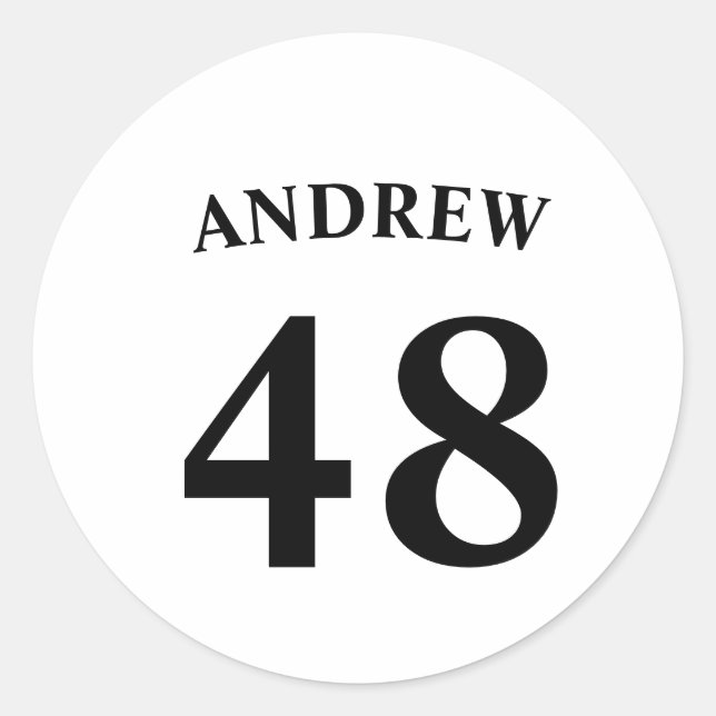 Personalized name and Jersey number  Classic Round Sticker (Front)