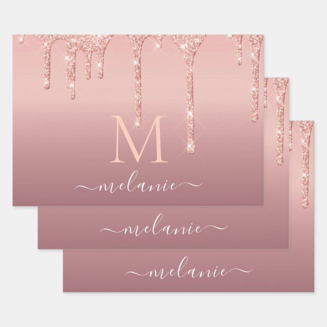 Personalized Name and Letter Wrapping Paper Sheets (Set)