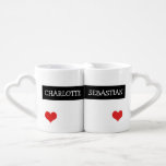 Personalized Name And Love Heart Coffee Mug Set<br><div class="desc">Personalized Name And Love Heart .. perfect pair of love heart mugs .. perfect for weddings,  anniversaries,  engagements,  Valentines day or any day  .. the coolest drink-ware from Ricaso</div>