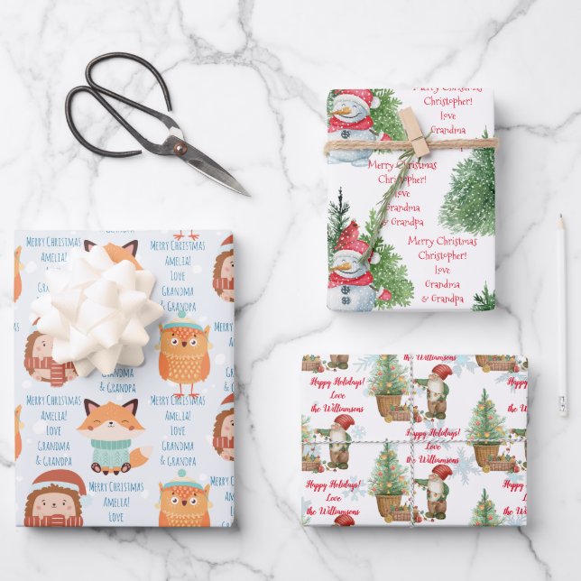 Personalized name and message Christmas custom  Wrapping Paper Sheet (Front)