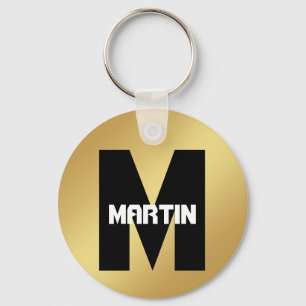 Personalized Name and monogram gold Keychain