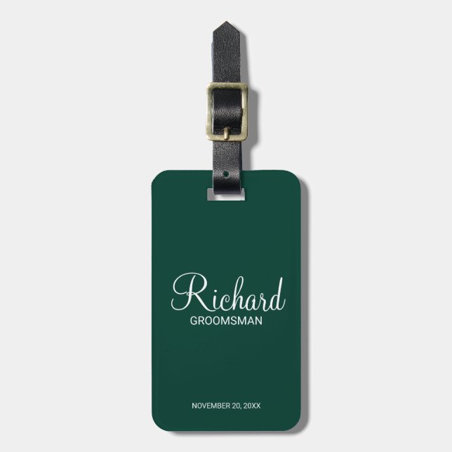Personalized Name and Monogram Groomsman Luggage Tag (Front Vertical)