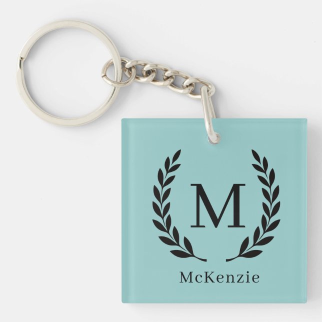 Personalized Name and Monogram Photo  Keychain (Front)