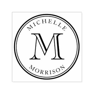 Personalized Name and Monogram Round Border Self-inking Stamp