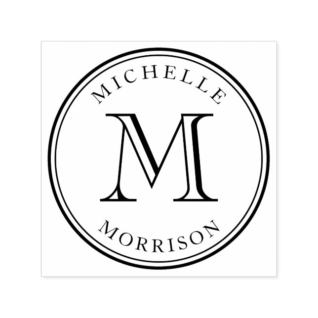 Personalized Name and Monogram Round Border Self-inking Stamp (Design)