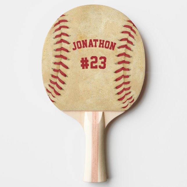 Personalized Name and Number Baseball Both Sides Ping Pong Paddle (Front)