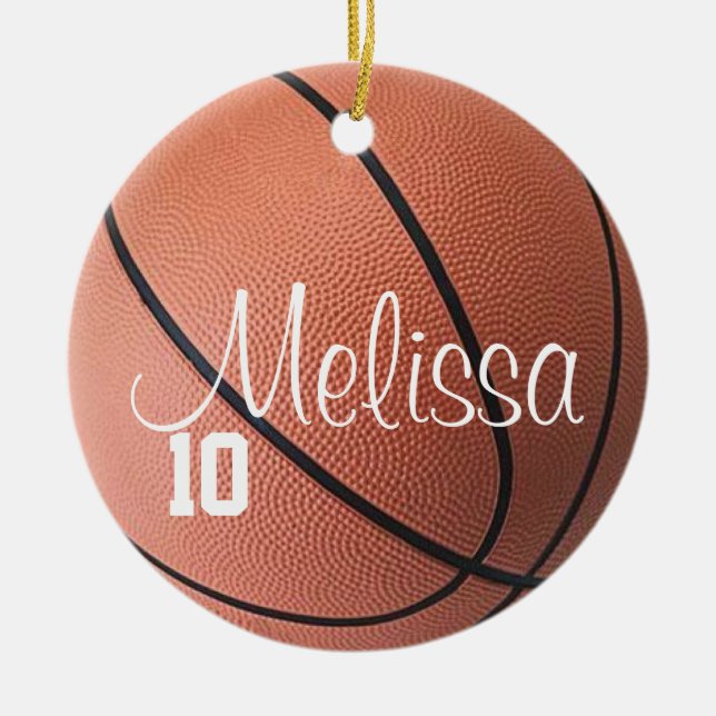 Personalized Name and Number Basketball Ornament (Front)