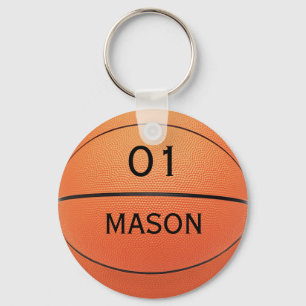 Personalized Name and Number Basketball Sports Keychain