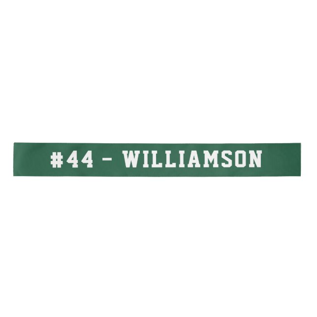 Personalized Name and Number Homecoming Green Satin Ribbon (Front)