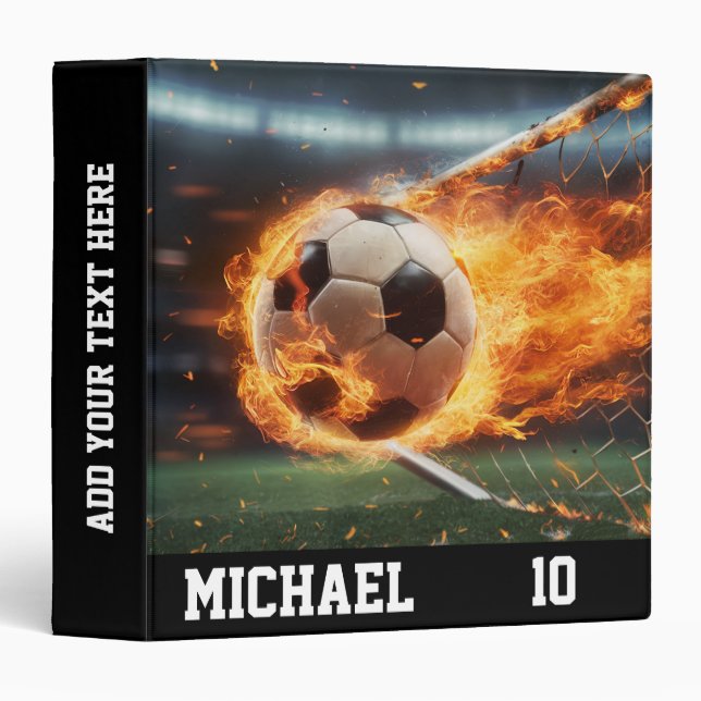 Personalized Name And Number Soccer Ball Football  Binder (Front/Spine)