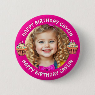 Personalized Name and Photo Birthday   2 Inch Round Button