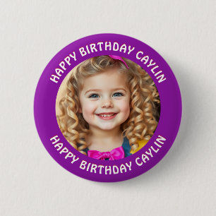 Personalized Name and Photo Birthday   2 Inch Round Button