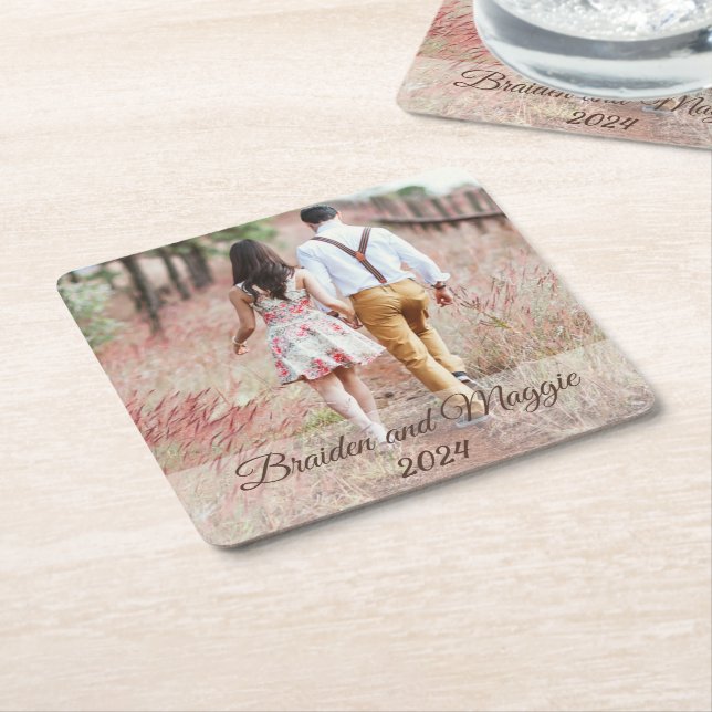 Personalized Name and Photo Paper Coasters (Angled)