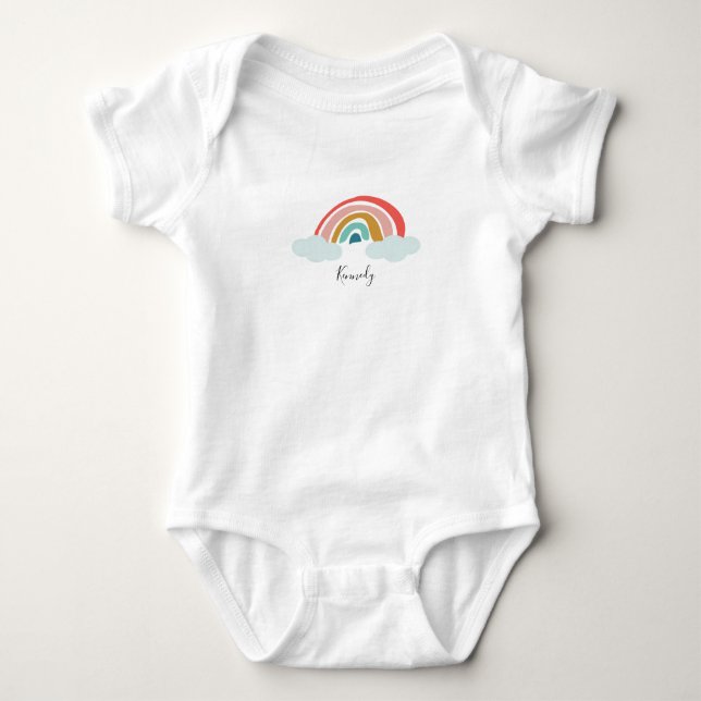 Personalized Name and Rainbow Baby Bodysuit (Front)