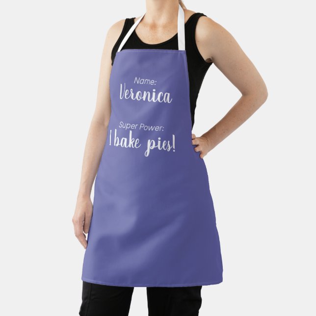 Personalized Name And Super Power Periwinkle Apron (Insitu)