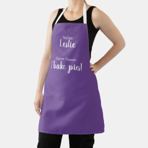Personalized Name And Super Power Pies Purple Apron