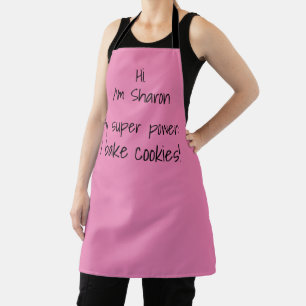 Personalized Name And Super Power Pink Apron