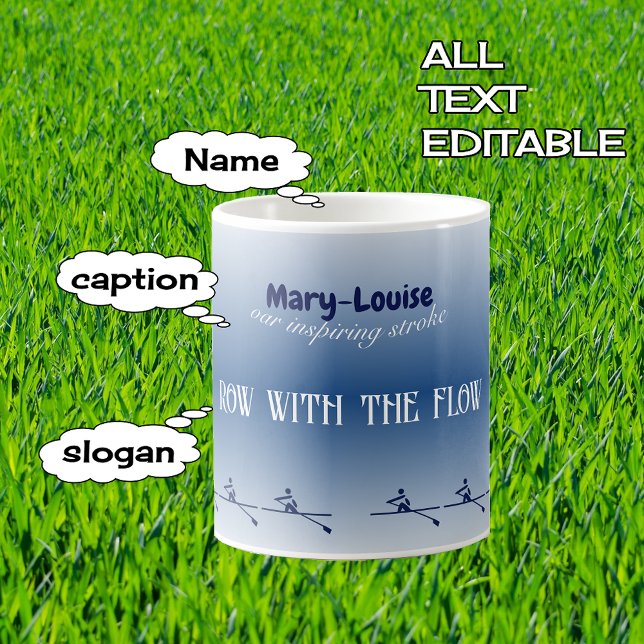 Personalized name and text rowing coffee mug (Creator Uploaded)