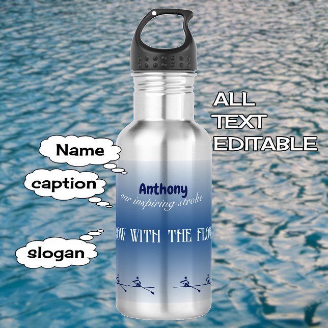 Personalized name and text rowing crew 532 ml water bottle (Creator Uploaded)