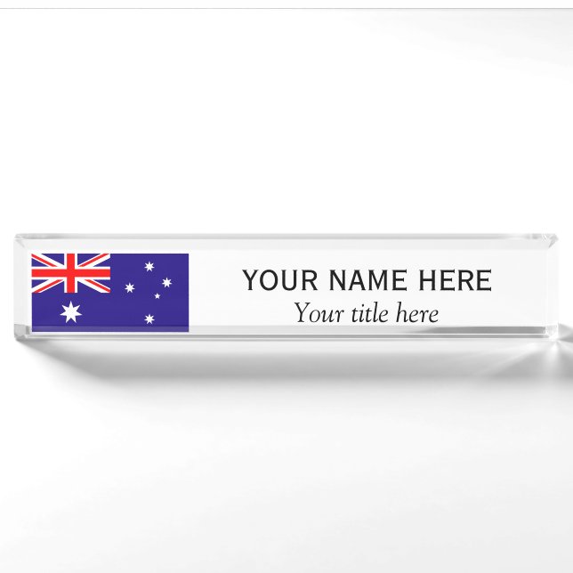 Personalized name and title Australian flag Nameplate (Front)