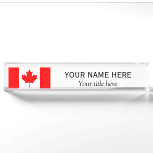 Personalized name and title Canadian flag Nameplate
