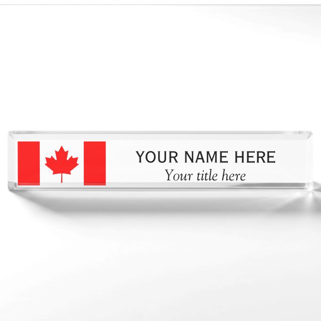 Personalized name and title Canadian flag Nameplate (Front)
