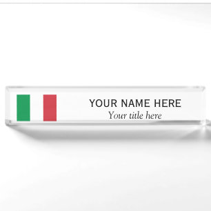 Personalized name and title Italian country flag Nameplate