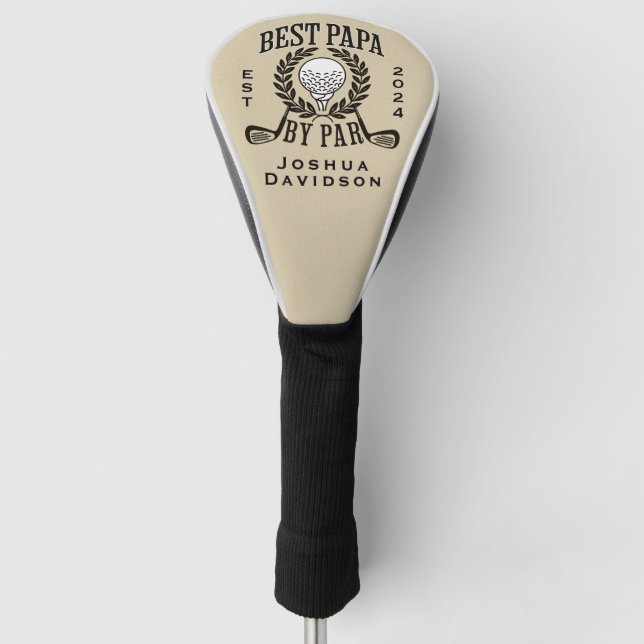Personalized Name and Year Best Papa by Par Golf Head Cover (Front)