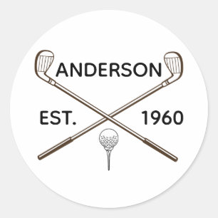 Personalized Name and Year Golf Classic Round Sticker