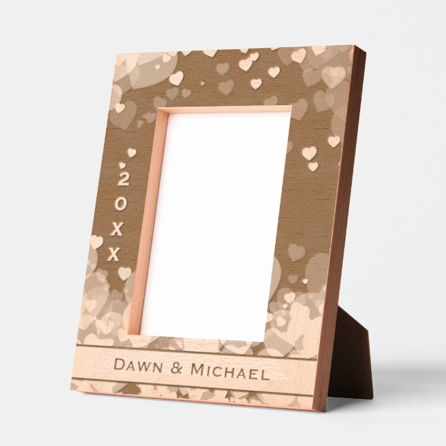 Personalized Name and Year Romantic Hearts Etched Frames (Left)