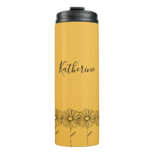 Personalized name April daisy Birth Flower Thermal Tumbler