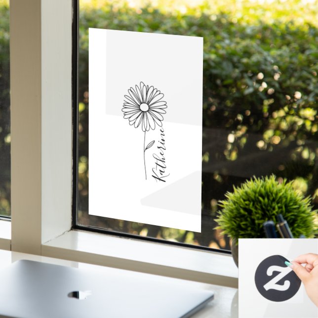 Personalized name April daisy Birth Flower Window Cling (Office)