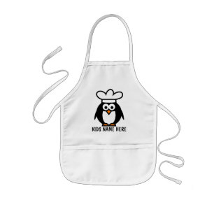 Personalized name apron for kids   Penguin chef