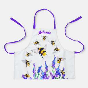 Personalized Name Apron Gift with Bees and Flowers