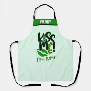 Personalized Name Aprons, Funny Kiss Me I'm Irish Apron