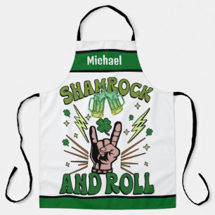 Personalized Name Aprons, Shamrock & Roll Punny Apron