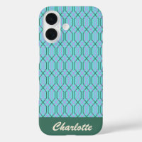 Personalized Name Aqua Blue Vintage Geometric
