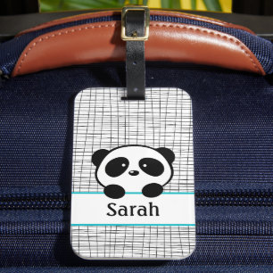 Personalized Name Aqua Panda Bear Luggage Tag