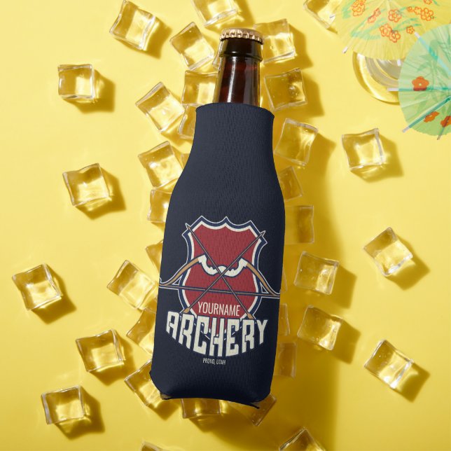 Personalized NAME Archery Sports Recurve Bow Arrow Bottle Cooler (In Situ Summer)