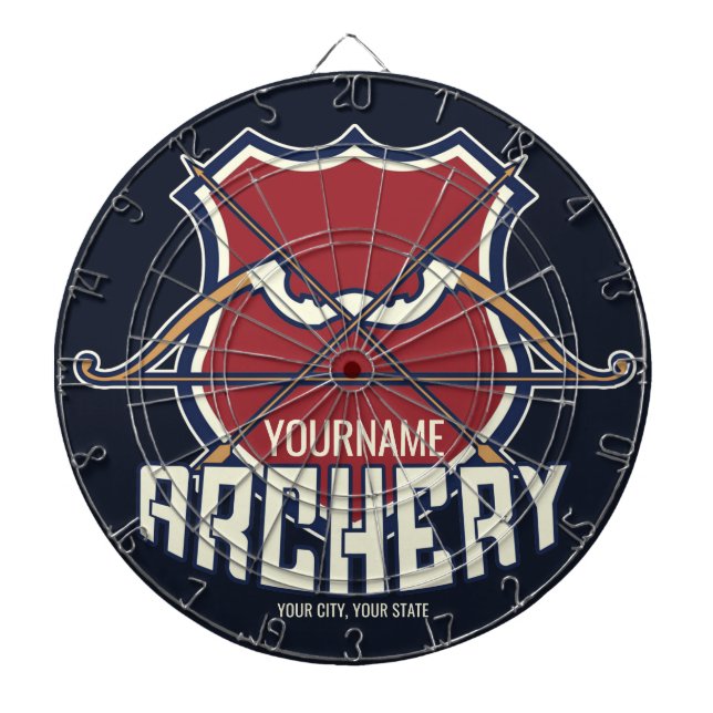 Personalized NAME Archery Sports Recurve Bow Arrow Dartboard (Front)