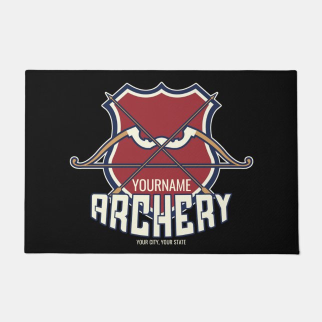 Personalized NAME Archery Sports Recurve Bow Arrow Doormat (Front)