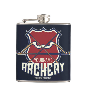 Personalized NAME Archery Sports Recurve Bow Arrow Hip Flask