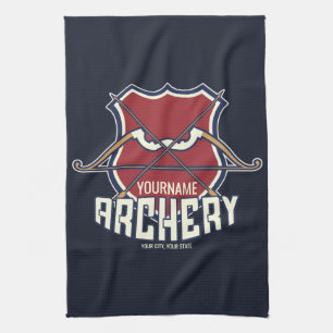 Personalized NAME Archery Sports Recurve Bow Arrow Kitchen Towel