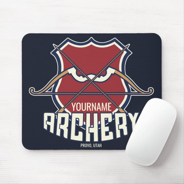 Personalized NAME Archery Sports Recurve Bow Arrow Mouse Pad (With Mouse)